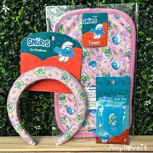 The Smurfs Headband Face Towel Gua Sha Spa Set #73
